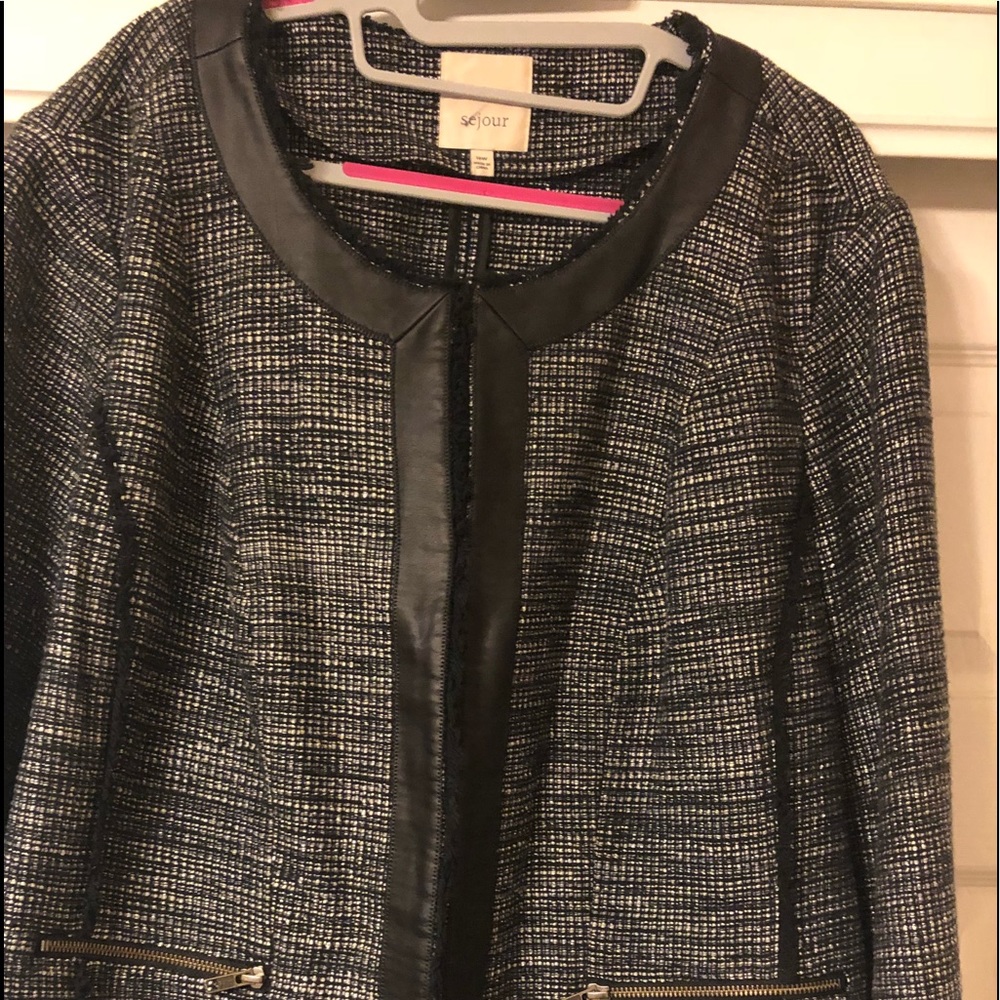 Vegan leather tweed jacket